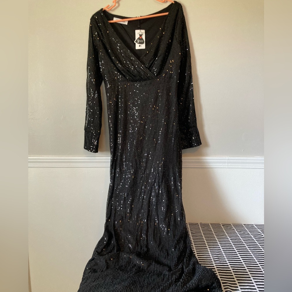 ✨ FREE SHIPPING! Elegant Black Sequin Gown